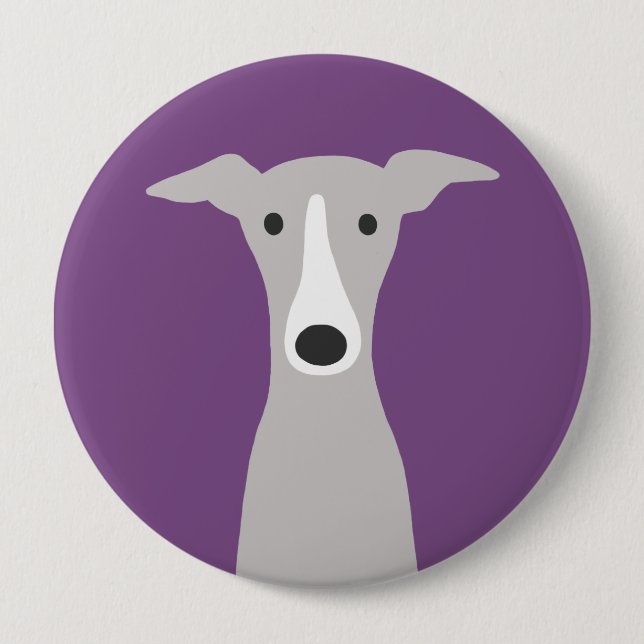 Cute Greyhound, Italian Greyhound or Whippet Dog 4 Inch Round Button (Front)