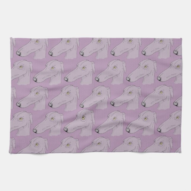 Cute greyhound pattern kitchen towel (Horizontal)