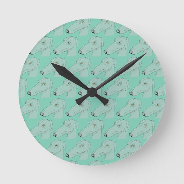 Cute greyhound pattern round clock (Front)