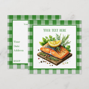 Cute grilled fish party  invitation
