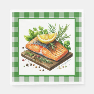 Cute grilled fish party napkin