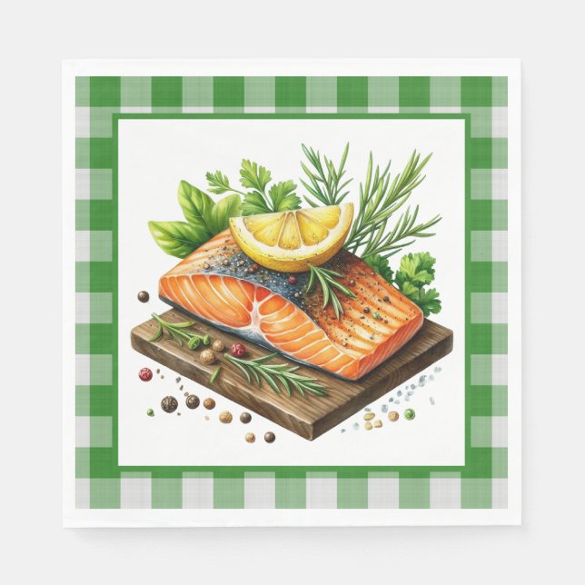 Cute grilled fish party  napkin (Front)