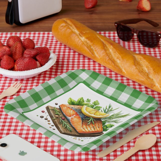 Cute grilled fish party  paper plate (Picnic)