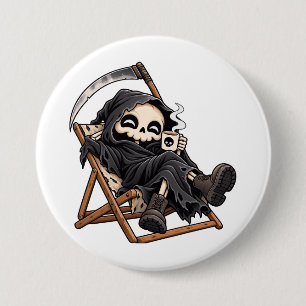 Cute grim reaper dark humour 3 inch round button