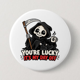 Cute grim reaper dark humour 3 inch round button