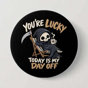 Cute grim reaper dark humour 3 inch round button