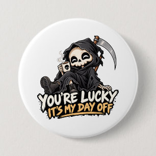 Cute grim reaper dark humour 3 inch round button