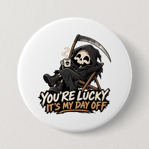 Cute grim reaper dark humour 3 inch round button