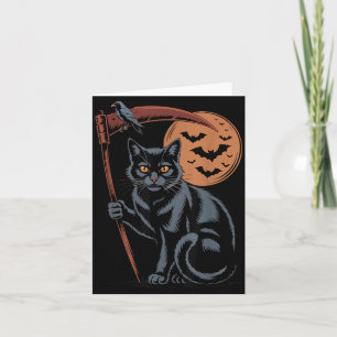 Cute Grim Reaper Death Black Cat Halloween Mom Card