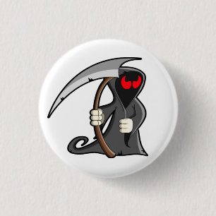 Cute Grim Reaper Halloween Friendly Death 1 Inch Round Button