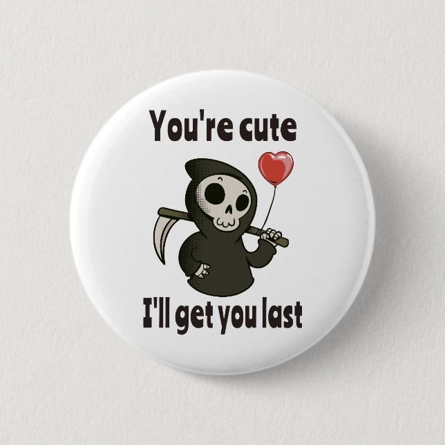 Cute Grim Reaper with romantic heart 2 Inch Round Button (Front)