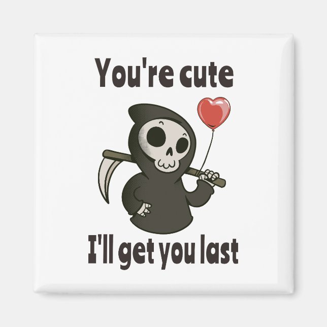 Cute Grim Reaper with romantic heart Magnet (Front)