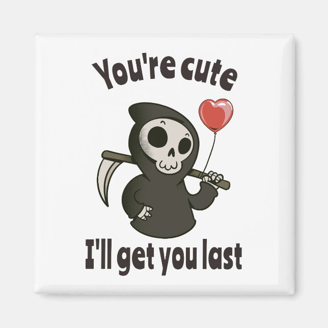 Cute Grim Reaper with romantic heart Magnet (Front)