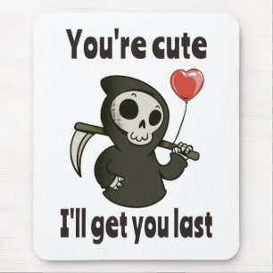 Cute Grim Reaper with romantic heart Mouse Pad