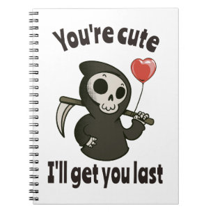 Cute Grim Reaper with romantic heart Notebook
