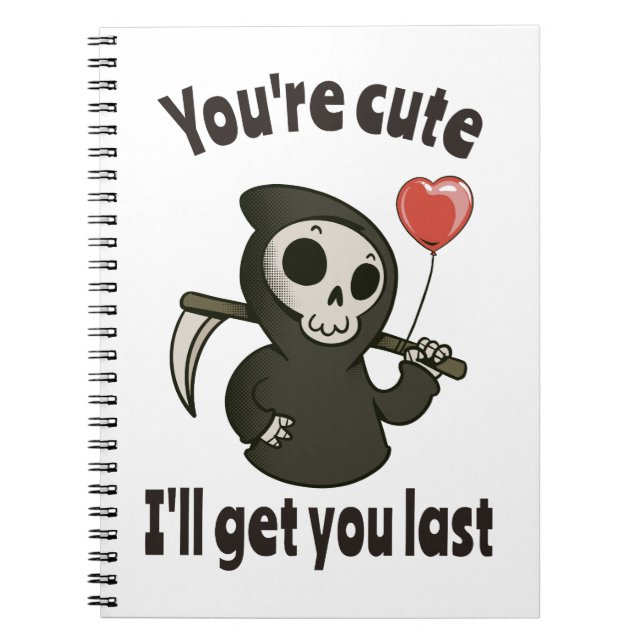 Cute Grim Reaper with romantic heart Notebook (Front)