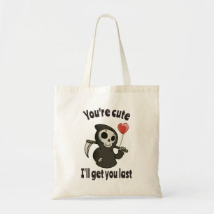 Cute Grim Reaper with romantic heart Tote Bag