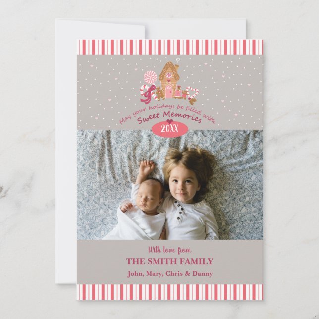 Cute Gris rose Sucres de canne Carte photo (Devant)