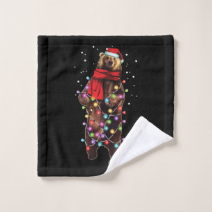 Cute Grizzly Bear Funny Christmas Holiday Gifts Wash Cloth