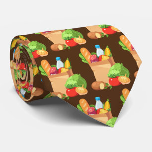 Cute grocery tiled pattern food tie