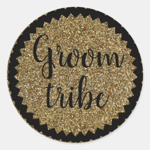 Cute Groom Tribe Gold GlitterClassic Round Sticker