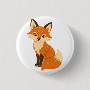 Cute Groovy Autumn Fox 1 Inch Round Button