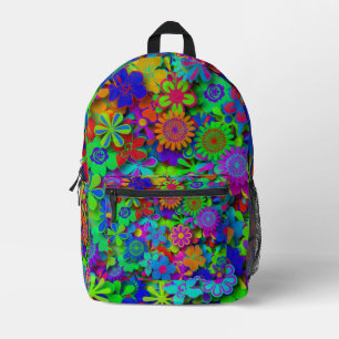 Cute Groovy Flowers Garden Printed Backpack