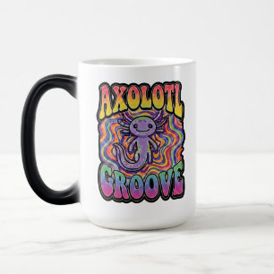 Cute Groovy Hippie Axolotl Retro 70s Rainbow Art Magic Mug