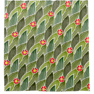 Cute Groovy Hippie Red Green Daisy Floral Pattern