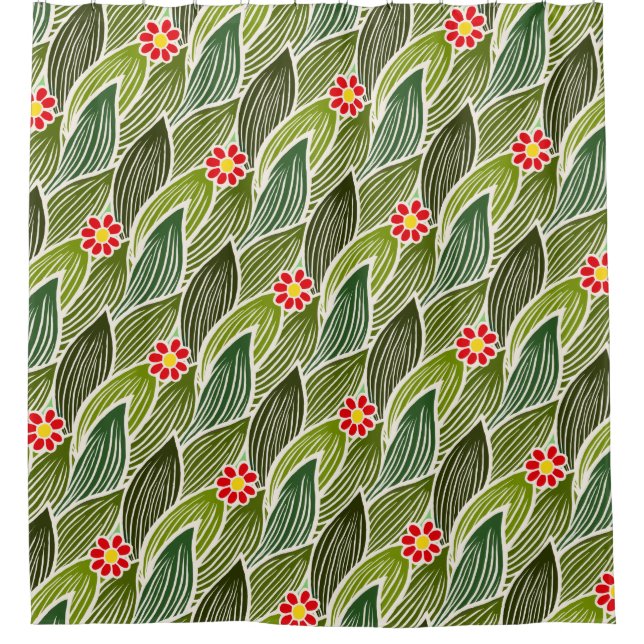  Cute Groovy Hippie Red Green Daisy Floral Pattern (Front)