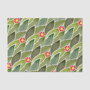  Cute Groovy Hippie Red Green Daisy Floral Pattern Tissue Paper