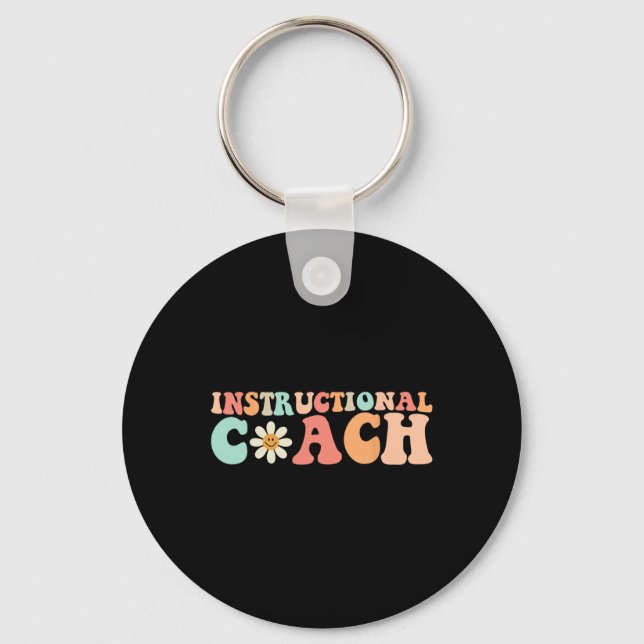 Cute Groovy Instructional Coach Crew Retro Back to Keychain (Front)