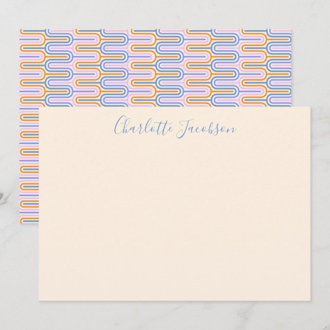 Cute Groovy Lavender Geometric Art Personalized Card (Front/Back)