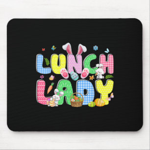 Cute Groovy Lunch Lady Bunny Ears Easter Eggs East Mouse Pad