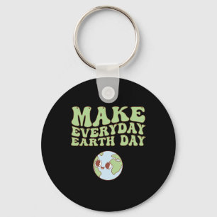 Cute Groovy Make Everyday Earth Day Clroom Teacher Keychain