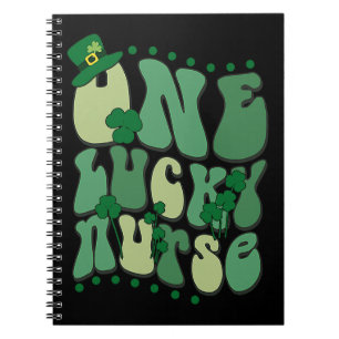 Cute Groovy One Lucky Nurse Retro St Patrick's Day Notebook