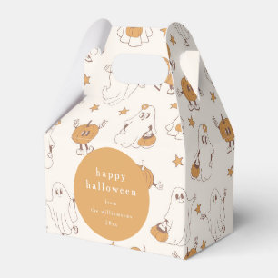 Cute Groovy Retro Ghost Pumpkin Halloween Custom Favor Box