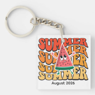 Cute Groovy Retro Summer Watermelon Party Keychain
