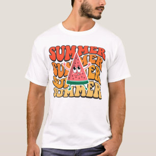 Cute Groovy Retro Summer Watermelon Party T-Shirt