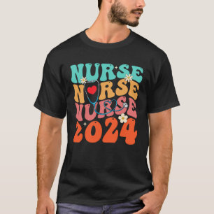 Cute Groovy Stethoscope Nurse Life Nursing Nurse W T-Shirt