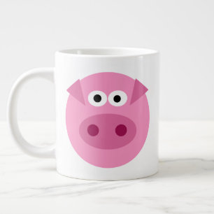 Cute gros gros cochon rose caricature géant tasse 