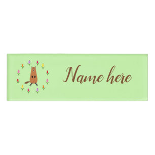 Cute Groundhog and Tulip Flowers Custom Name Tag