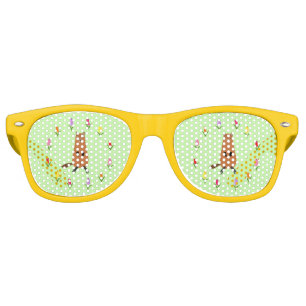 Cute Groundhog and Tulip Flowers Retro Sunglasses