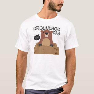 Cute groundhog day cartoon illustration T-Shirt