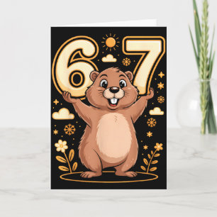 Cute Groundhog Holding 67 Funny Groundhog Day Shir Card