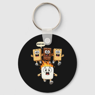 Cute Group Hug Marshmallow Campfire Smores Funny Keychain