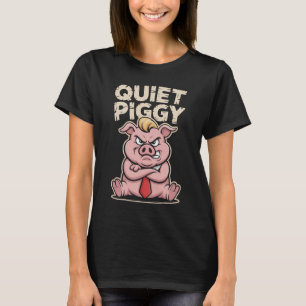 Cute Grumpy Pig Quiet Piggy T-Shirt, Funny Angry F T-Shirt