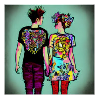 Cute Grunge Punk Rock Couple Holding Hands AI Art
