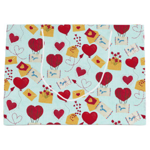 Cute Grungy Pretty Valentine’s Airmail Love Letter Large Gift Bag