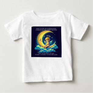 Cute Guardian Angel Cherub and Moon Expressionist Baby T-Shirt